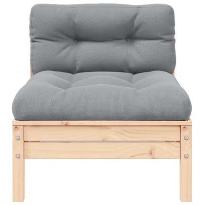 vidaXL Canapé d'angle de jardin avec coussins gris Bois de pin massif