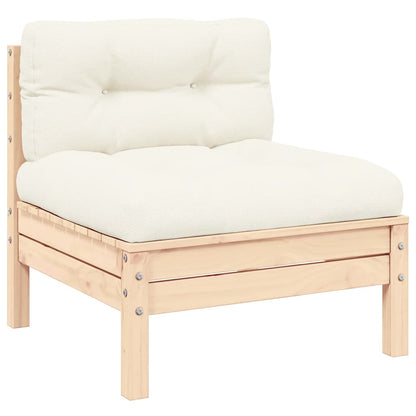 vidaXL Garten-Mittelsofa mit Kissen in Creme Massivholz Kiefer