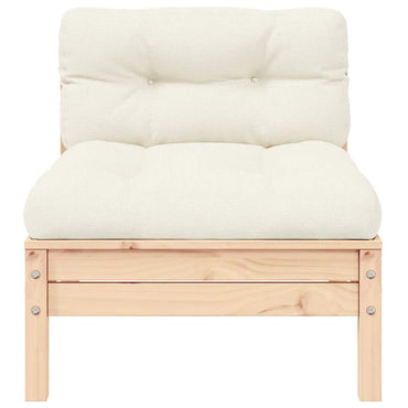 vidaXL Garten-Mittelsofa mit Kissen in Creme Massivholz Kiefer