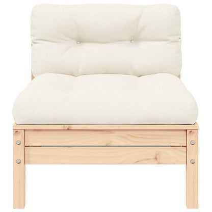 vidaXL Garten-Mittelsofa mit Kissen in Creme Massivholz Kiefer