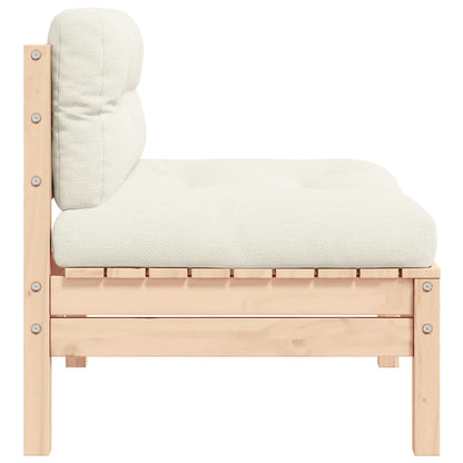 vidaXL Garten-Mittelsofa mit Kissen in Creme Massivholz Kiefer