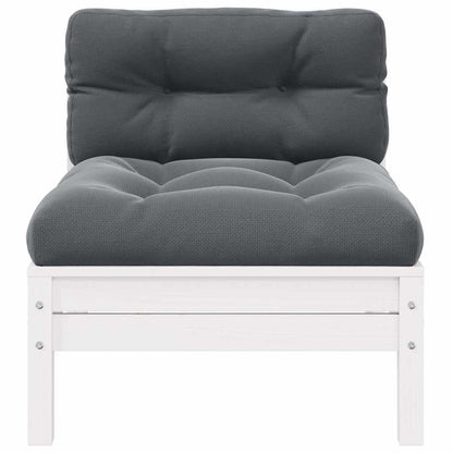 vidaXL Garten-Mittelsofa mit Kissen Weiß Massivholz Kiefer