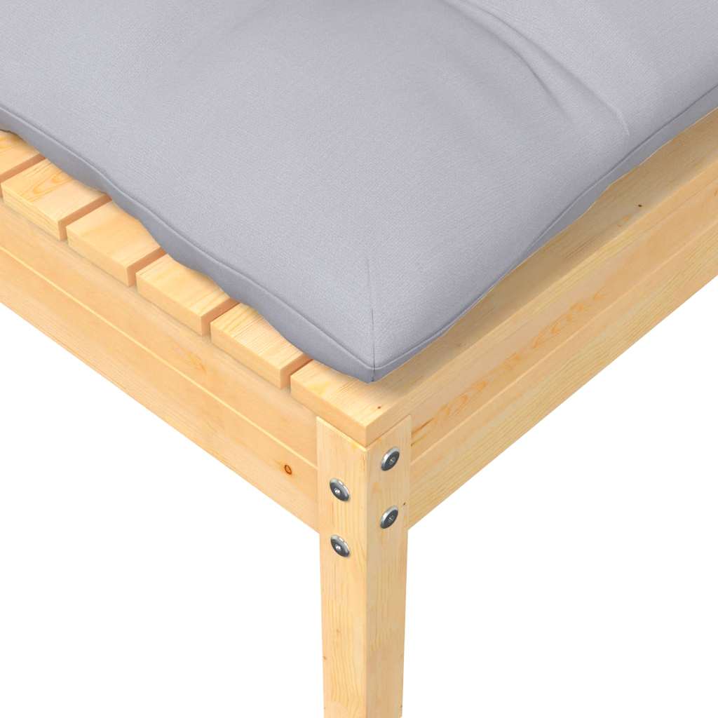 vidaXL Tabouret de jardin avec coussin gris Bois de pin massif