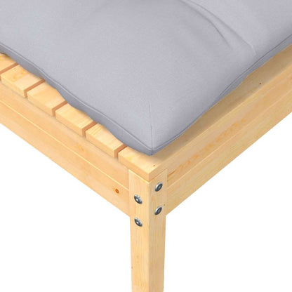 vidaXL Tabouret de jardin avec coussin gris Bois de pin massif