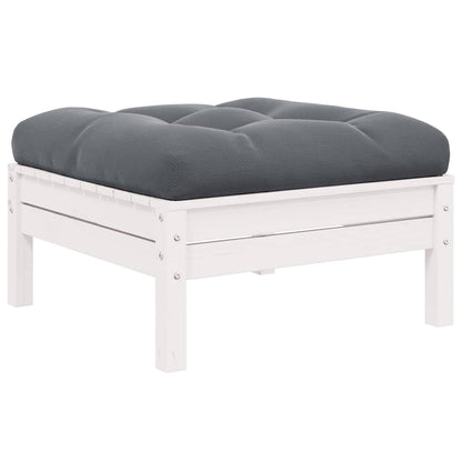 vidaXL Tabouret de jardin avec coussin anthracite Blanc Bois de pin massif
