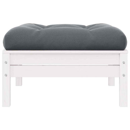 vidaXL Tabouret de jardin avec coussin anthracite Blanc Bois de pin massif