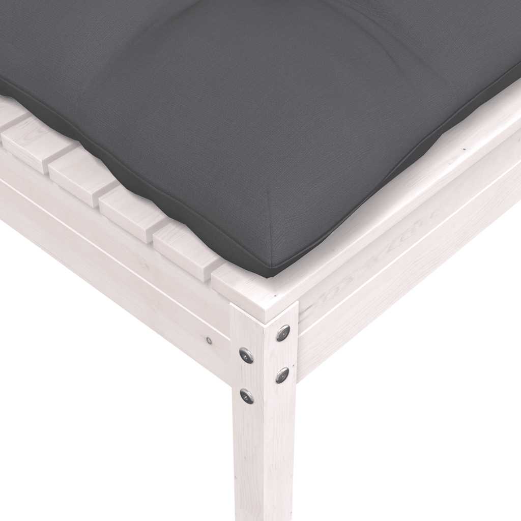 vidaXL Tabouret de jardin avec coussin anthracite Blanc Bois de pin massif