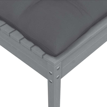 vidaXL Tabouret de jardin avec coussin gris en bois de pin massif