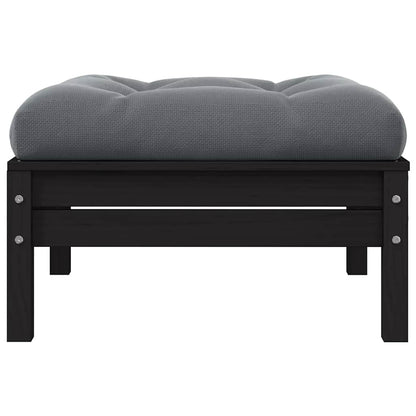vidaXL Tabouret de jardin avec coussin anthracite Noir Bois de pin massif