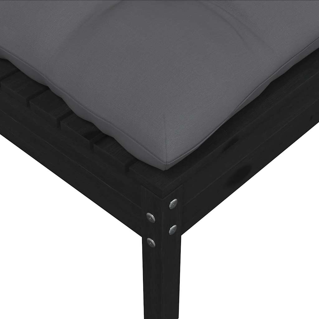 vidaXL Tabouret de jardin avec coussin anthracite Noir Bois de pin massif