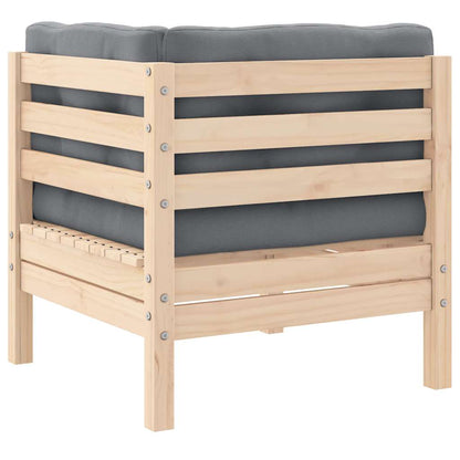 vidaXL Canapé de jardin 2 places avec coussins gris Bois de pin massif