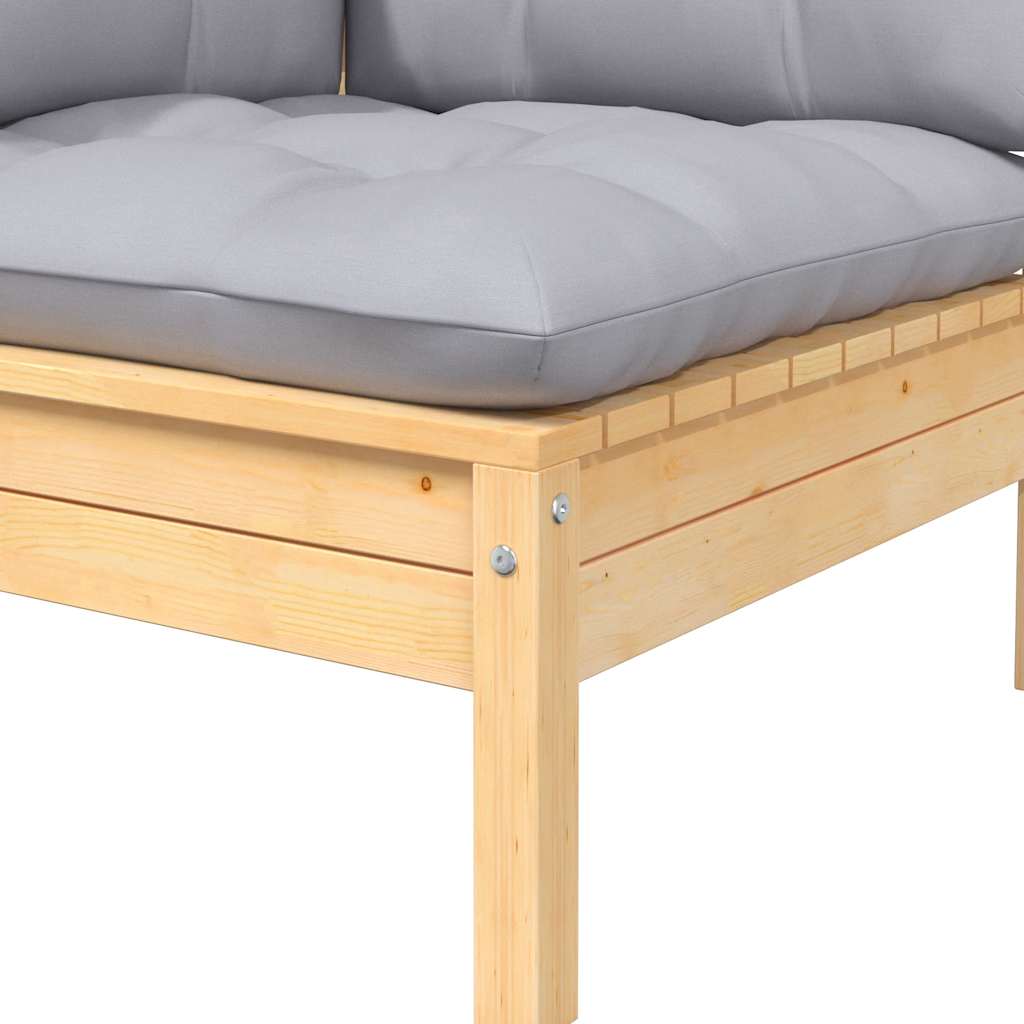 vidaXL Canapé de jardin 2 places avec coussins gris Bois de pin massif