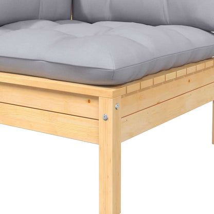 vidaXL Canapé de jardin 2 places avec coussins gris Bois de pin massif