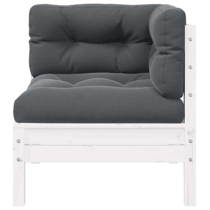 vidaXL Gartensofa 2-Sitzer mit Kissen in Weiß Massivholz Kiefer