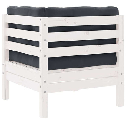 vidaXL Gartensofa 2-Sitzer mit Kissen in Weiß Massivholz Kiefer