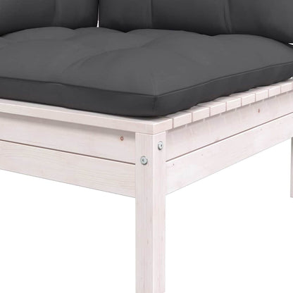 vidaXL Gartensofa 2-Sitzer mit Kissen in Weiß Massivholz Kiefer
