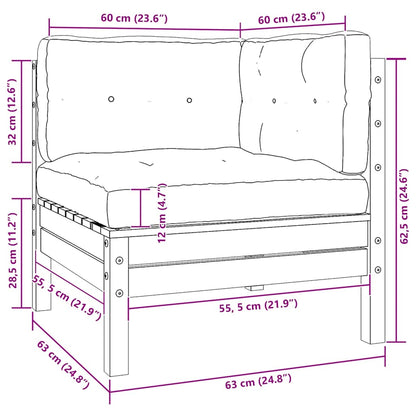vidaXL Gartensofa 2-Sitzer mit Kissen in Weiß Massivholz Kiefer