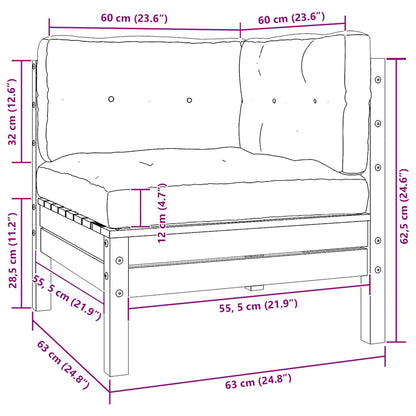 vidaXL 2-Sitzer-Gartensofa mit Kissen Grau Massivholz Kiefer