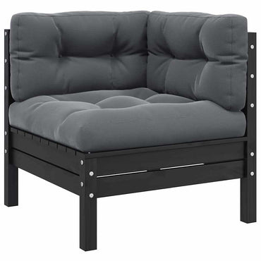 vidaXL 2-Sitzer-Gartensofa mit Kissen Schwarz Massivholz Kiefer