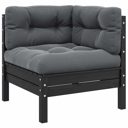 vidaXL 2-Sitzer-Gartensofa mit Kissen Schwarz Massivholz Kiefer
