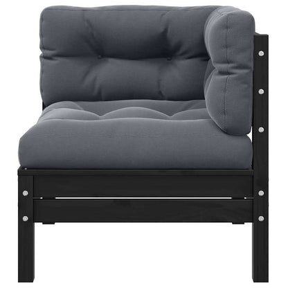 vidaXL 2-Sitzer-Gartensofa mit Kissen Schwarz Massivholz Kiefer