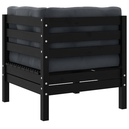 vidaXL 2-Sitzer-Gartensofa mit Kissen Schwarz Massivholz Kiefer