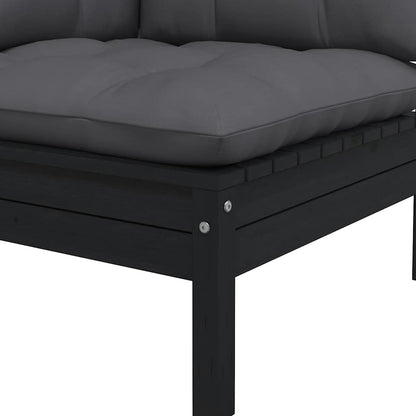 vidaXL 2-Sitzer-Gartensofa mit Kissen Schwarz Massivholz Kiefer