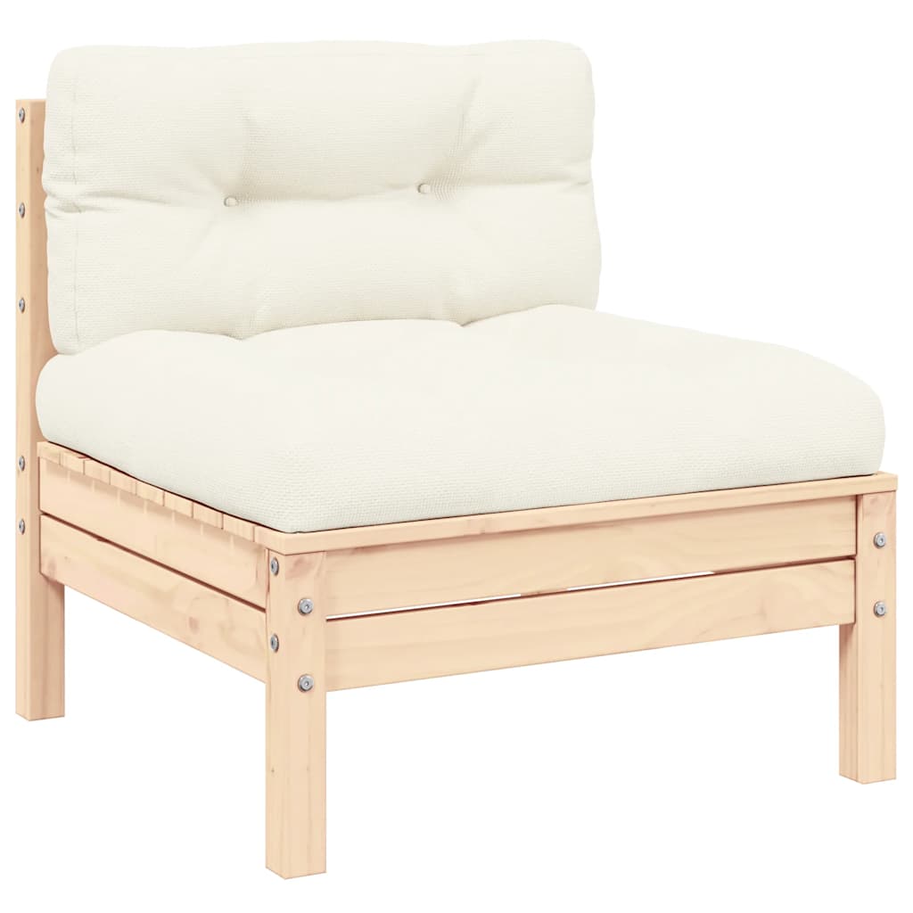 vidaXL Gartensofa 2-Sitzer mit Kissen in Creme Massivholz Kiefer