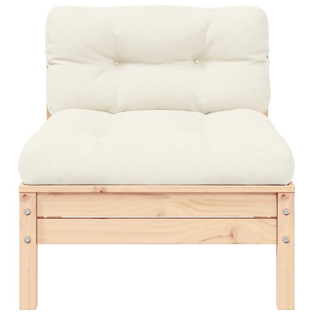 vidaXL Gartensofa 2-Sitzer mit Kissen in Creme Massivholz Kiefer