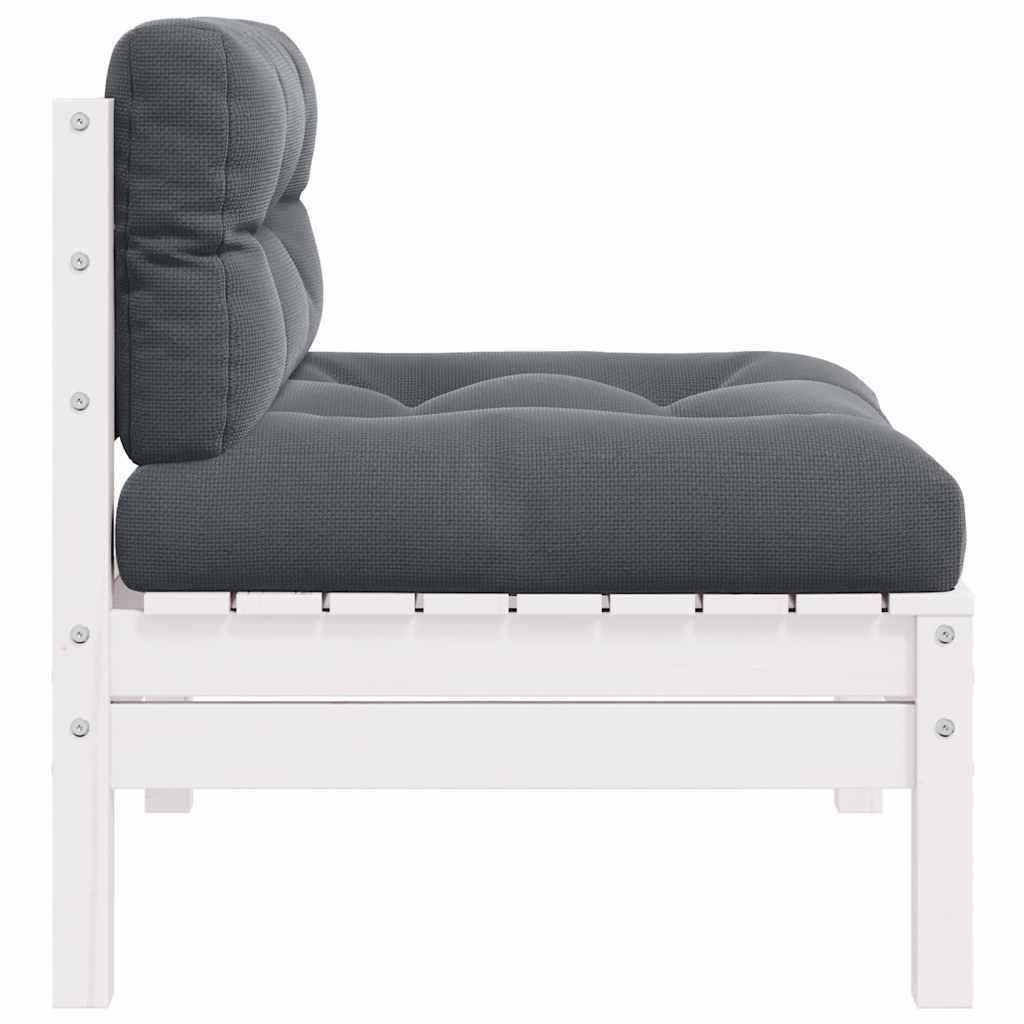vidaXL Canapé de jardin 2 places avec coussins Blanc Bois de pin massif