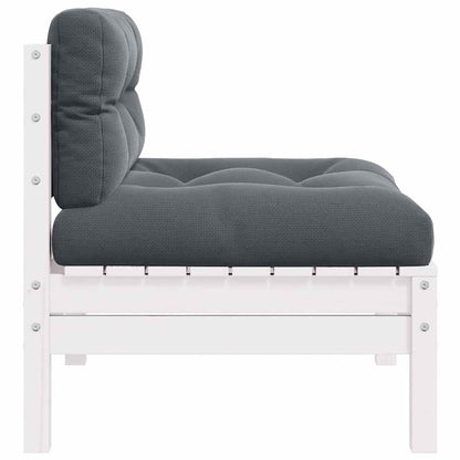 vidaXL Canapé de jardin 2 places avec coussins Blanc Bois de pin massif