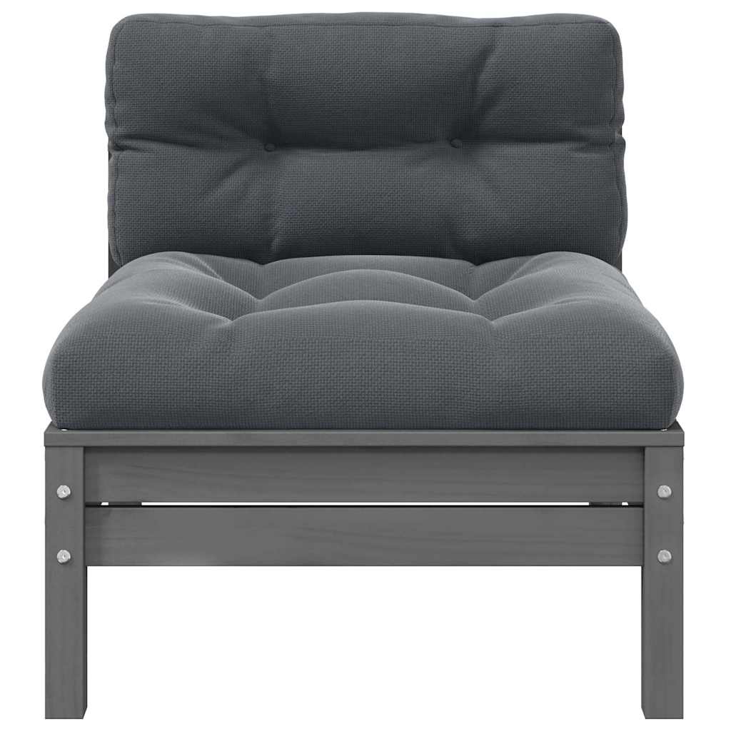 vidaXL 2-Sitzer-Gartensofa mit Kissen Grau Massivholz Kiefer