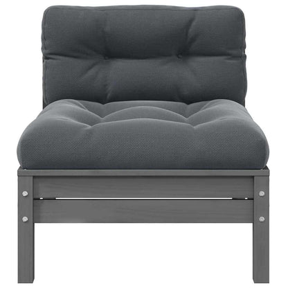 vidaXL 2-Sitzer-Gartensofa mit Kissen Grau Massivholz Kiefer