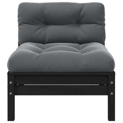 vidaXL 2-Sitzer-Gartensofa mit Kissen Schwarz Massivholz Kiefer