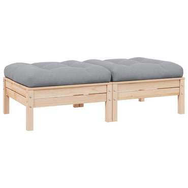 vidaXL Gartensofa 2-Sitzer mit Kissen in Grau Massivholz Kiefer