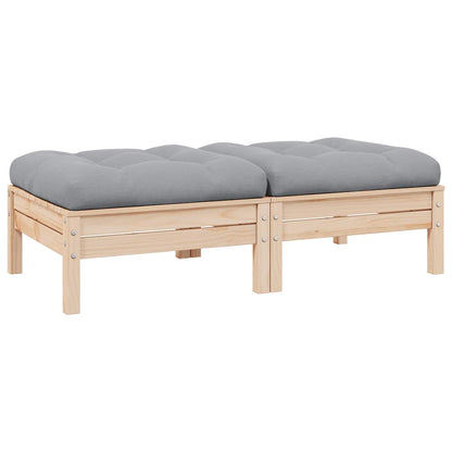 vidaXL Gartensofa 2-Sitzer mit Kissen in Grau Massivholz Kiefer
