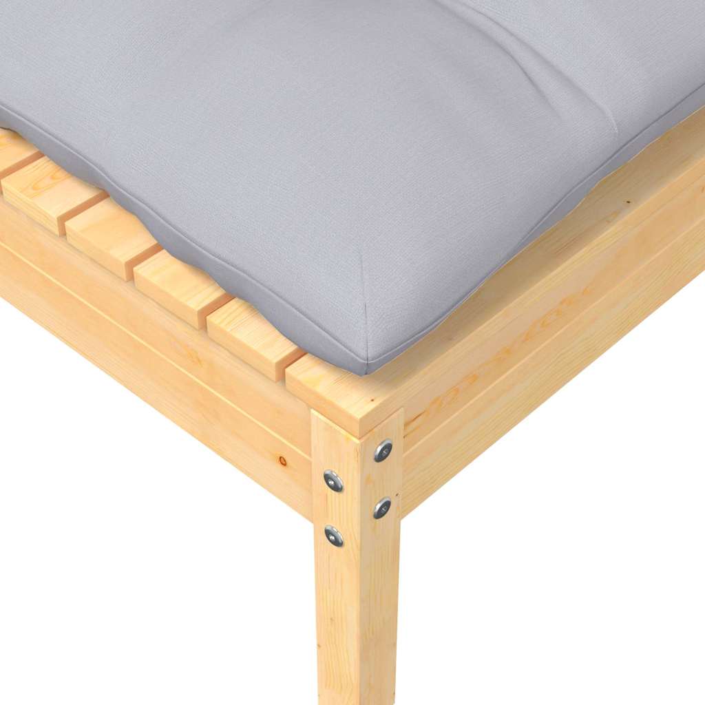 vidaXL Gartensofa 2-Sitzer mit Kissen in Grau Massivholz Kiefer