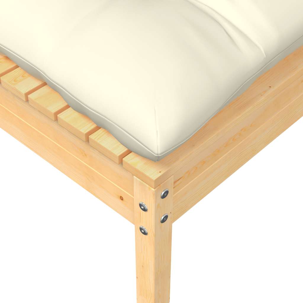 vidaXL Canapé de jardin 2 places avec coussins crème Bois de pin massif