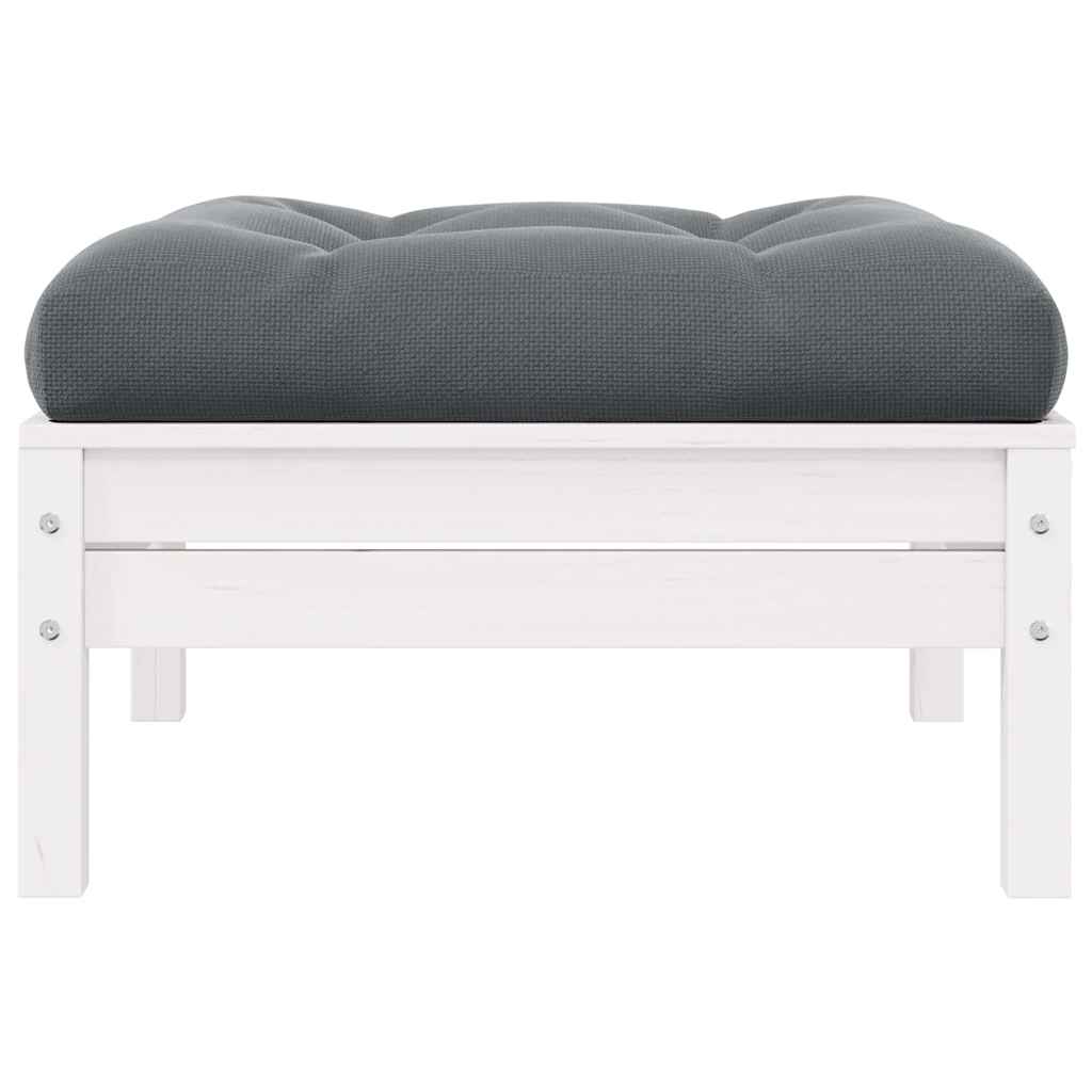 vidaXL 2-Sitzer-Gartensofa mit Kissen Weiß Massivholz Kiefer