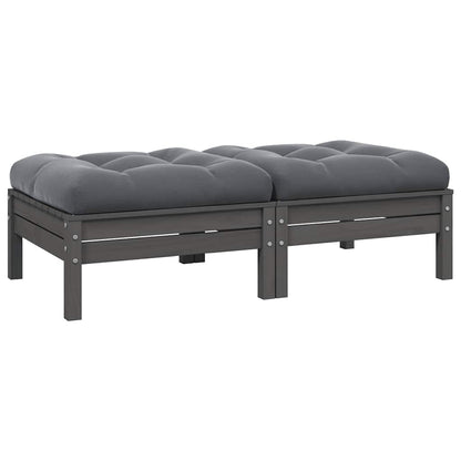 vidaXL Canapé de jardin 2 places avec coussins Gris Bois de pin massif