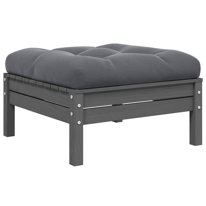vidaXL Canapé de jardin 2 places avec coussins Gris Bois de pin massif