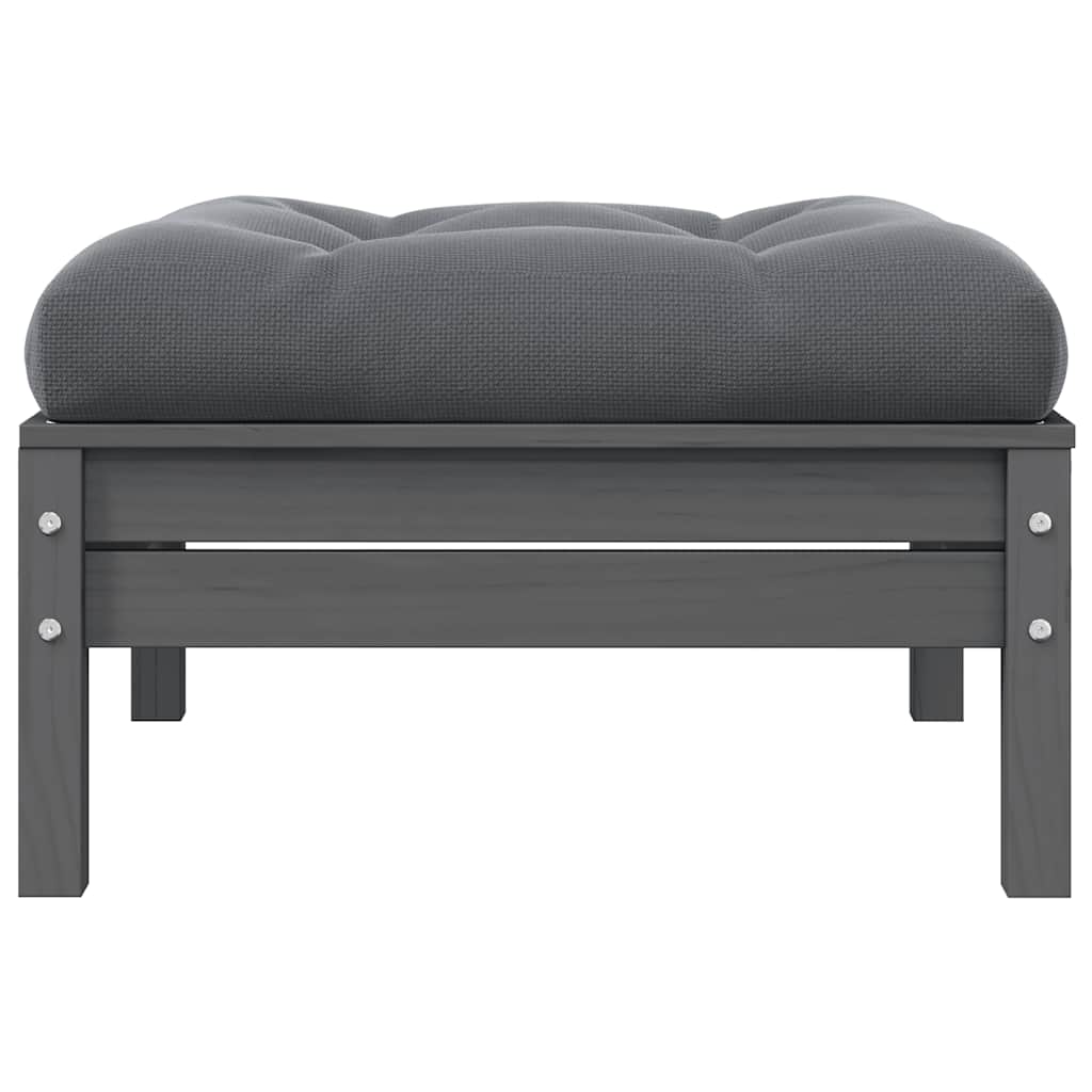 vidaXL Canapé de jardin 2 places avec coussins Gris Bois de pin massif
