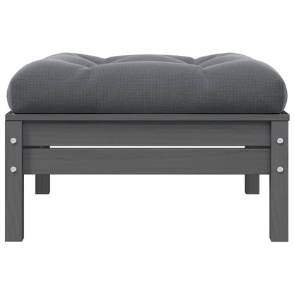 vidaXL Canapé de jardin 2 places avec coussins Gris Bois de pin massif