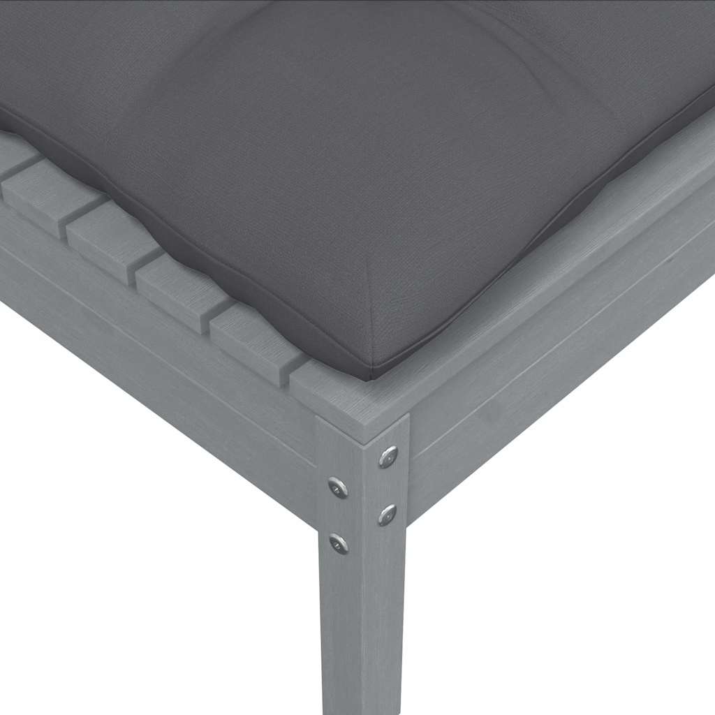 vidaXL Canapé de jardin 2 places avec coussins Gris Bois de pin massif