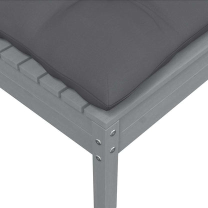 vidaXL Canapé de jardin 2 places avec coussins Gris Bois de pin massif