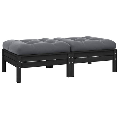vidaXL Gartensofa 2-Sitzer mit Kissen in Schwarz Massivholz Kiefer