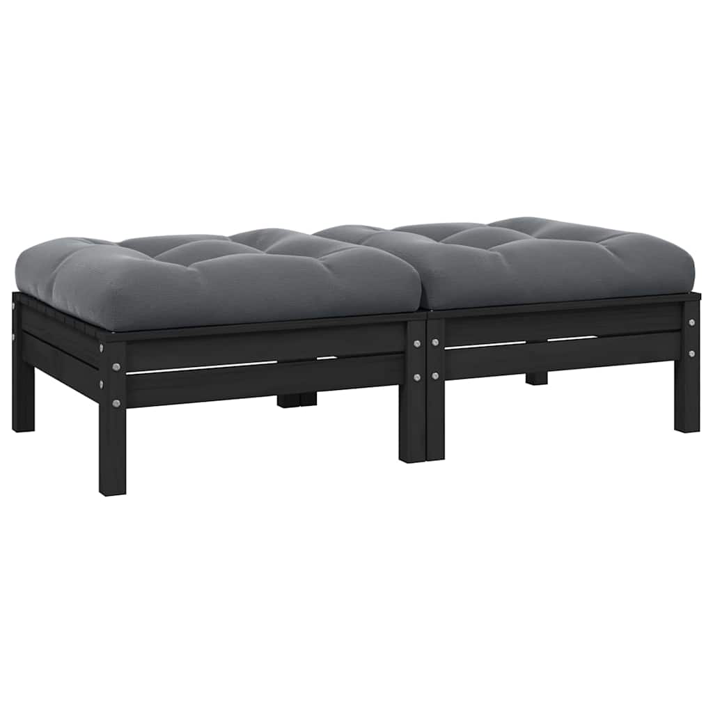vidaXL Gartensofa 2-Sitzer mit Kissen in Schwarz Massivholz Kiefer
