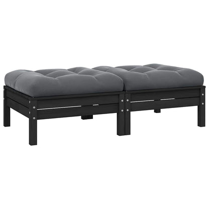 vidaXL Gartensofa 2-Sitzer mit Kissen in Schwarz Massivholz Kiefer
