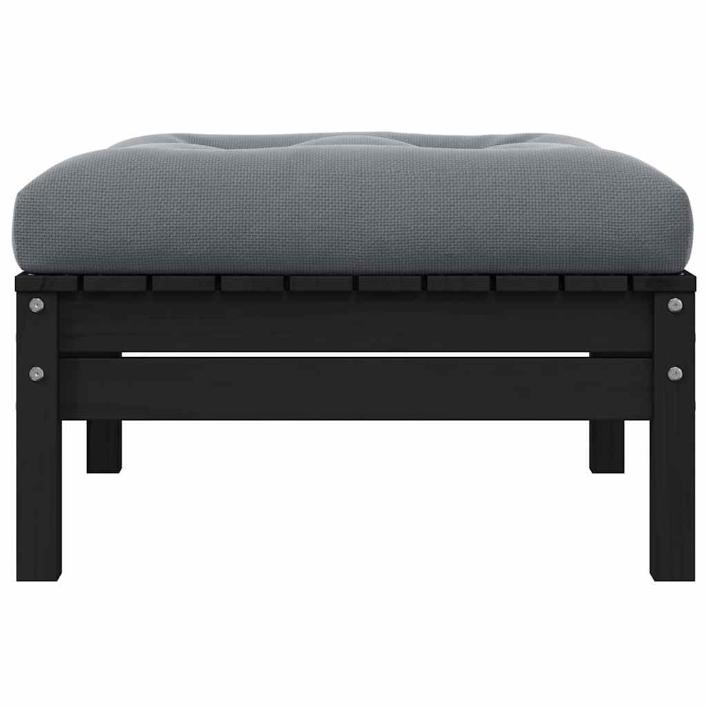 vidaXL Gartensofa 2-Sitzer mit Kissen in Schwarz Massivholz Kiefer