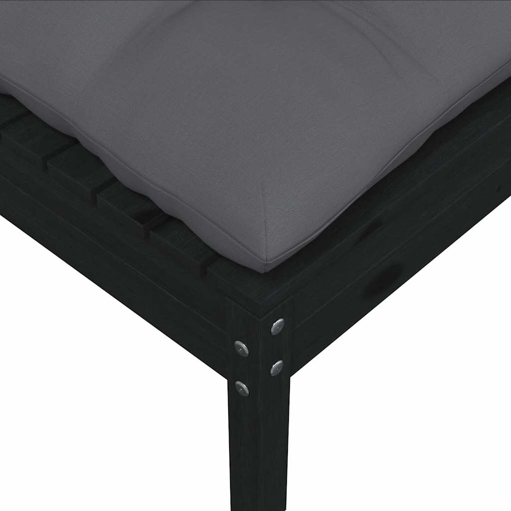 vidaXL Gartensofa 2-Sitzer mit Kissen in Schwarz Massivholz Kiefer